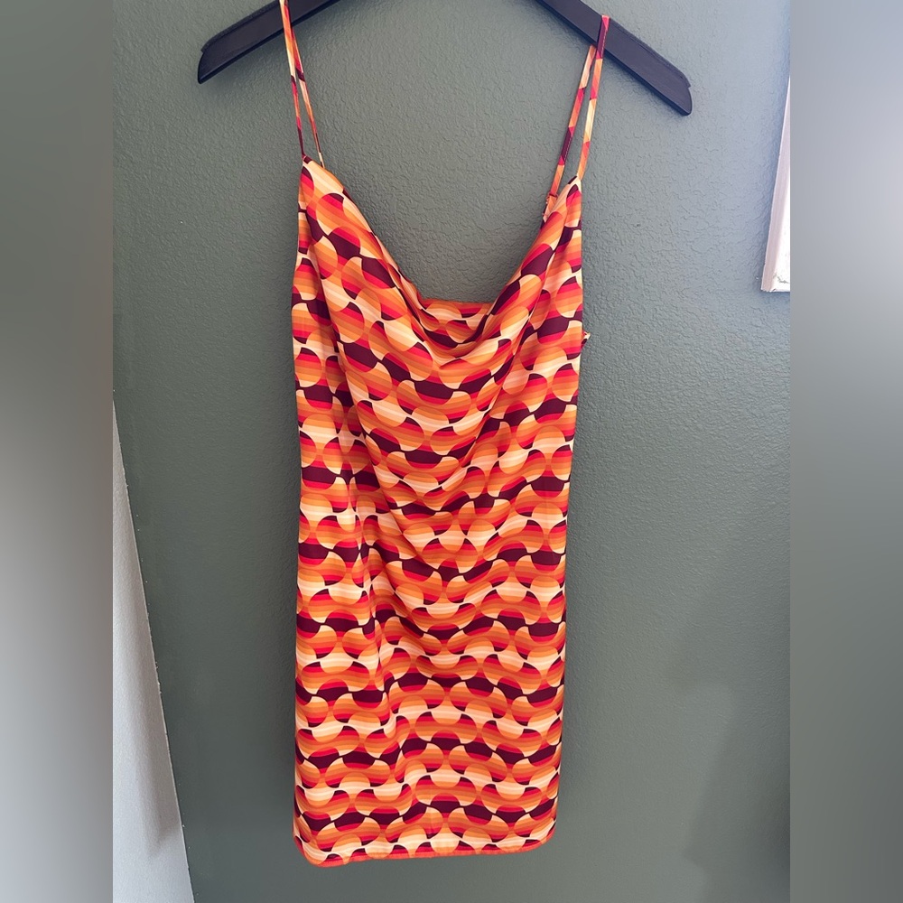 Urban Outfitters Orange Pink Slip Midi Dress